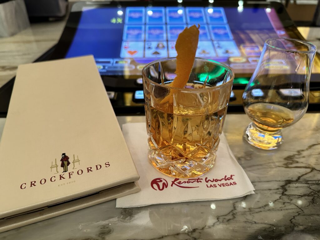 Old fashioned cocktail at Resorts World Las Vegs High Limit bar
